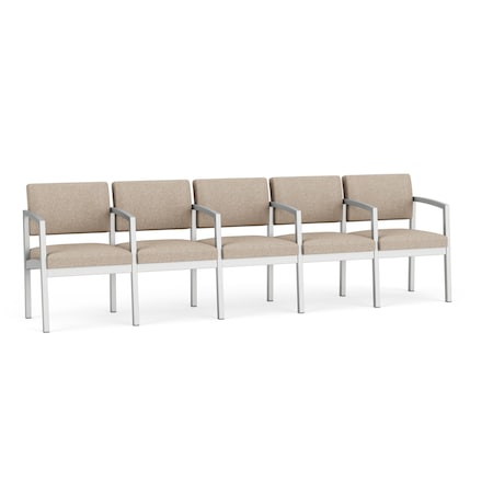 Lesro Lenox Steel 5 Seater with Center Arms, Stone (Beige) Seat, Stone Back, 106.5 W 24.5 L 32 H LS5103
